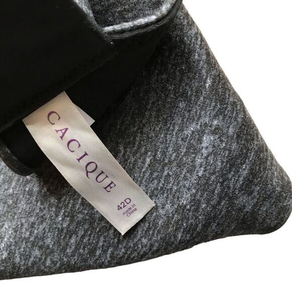 Cacique42D underwire bra black gray back smoothing full coverage - Picture 4 of 5